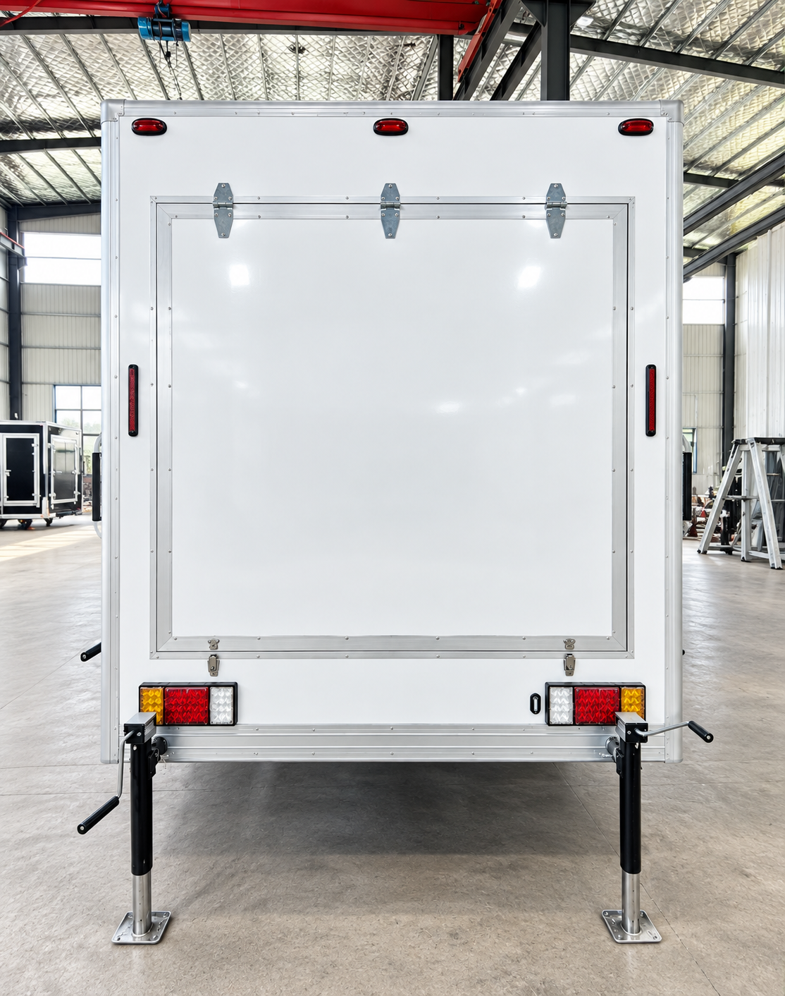 Exterior of a five-stall mobile shower trailer